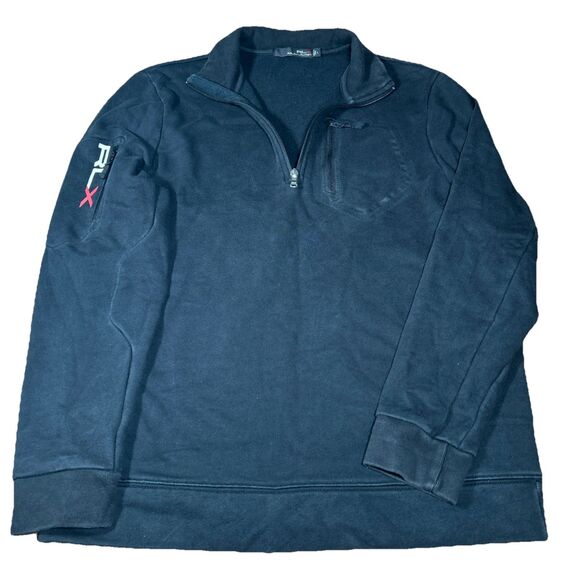 RLX Ralph Lauren Men’s L 1/4 Zip Black Performance Golf Pullover Sweater - Picture 1 of 5